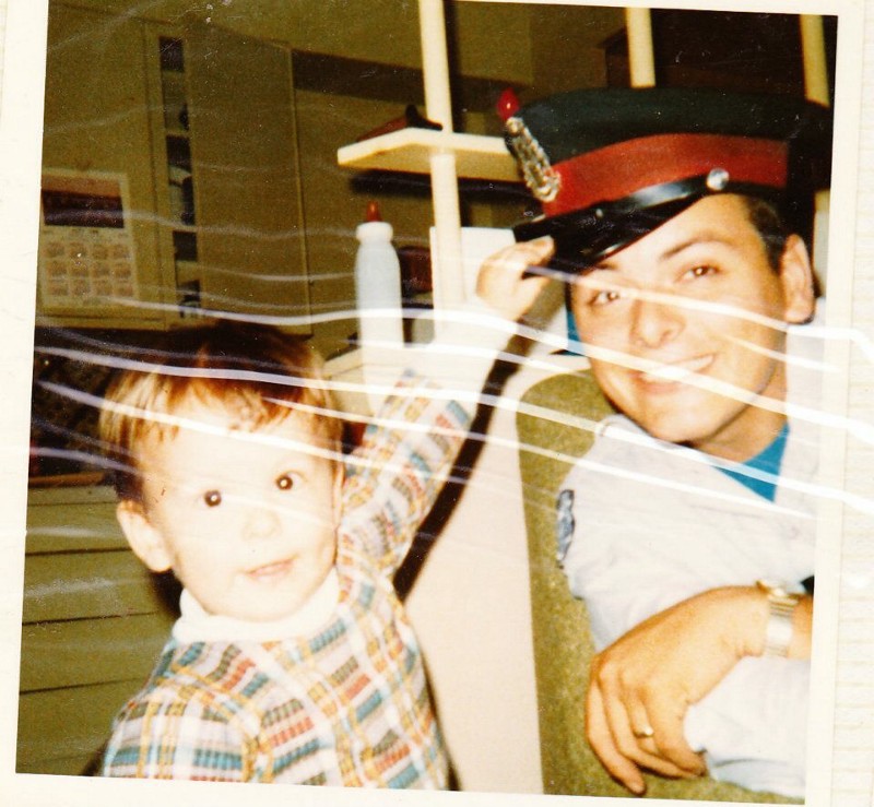 Trying to steal a police hat.